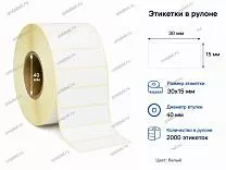 Термотрансферные этикетки 30x15 полуглянец Термотрансферные этикетки 30x15 полуглянец